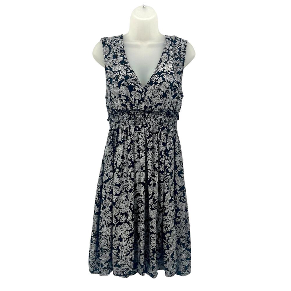 Roxy Floral V-Neck Dress Womens Large Black Pockets Cutout